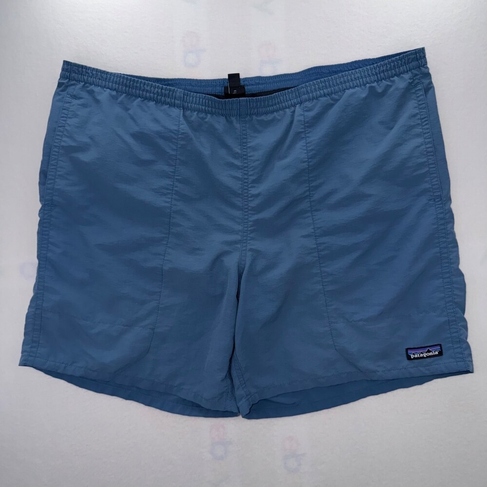 Patagonia Baggies Mens L Blue Swim Trunks Lined Shorts Elastic Waist Drawstring